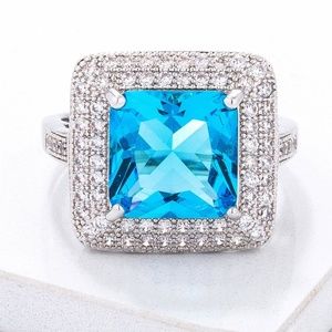Stunning Aqua CZ Micropave Cocktail Ring